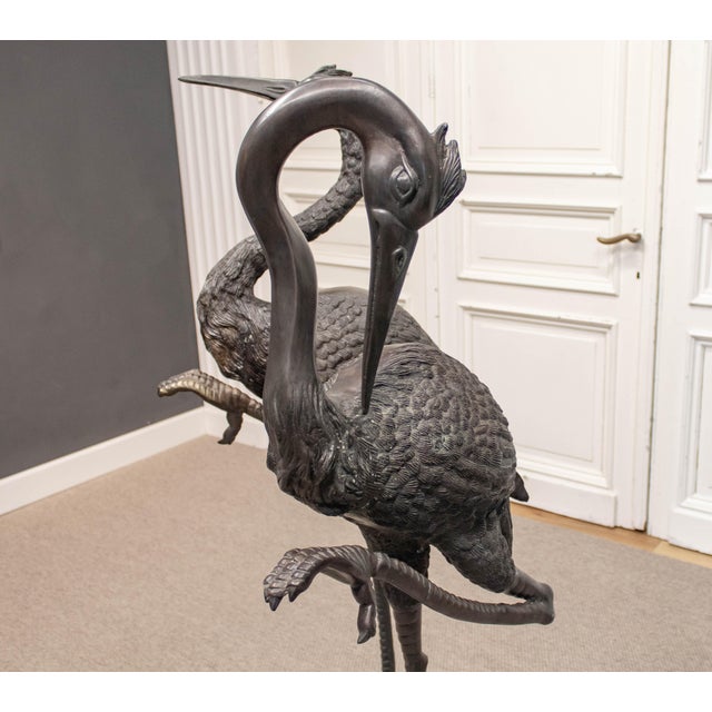 Black Unknown, Cranes, Sweden, 1970s, Patinated Bronze, Set of 2 For Sale - Image 8 of 15