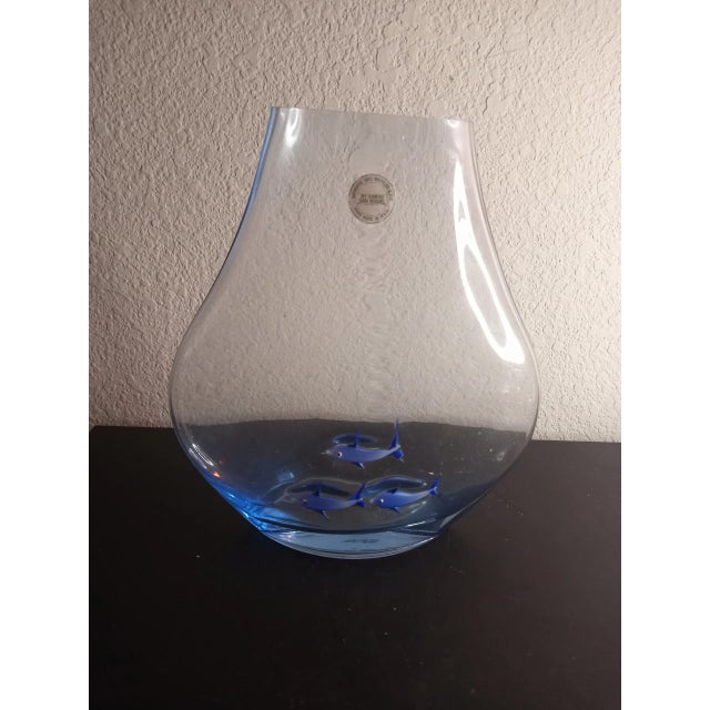 1980s Vidrios San Miguel Spain Recycled Aqua Art Glass Moon Flask Vase For Sale In Dallas - Image 6 of 8