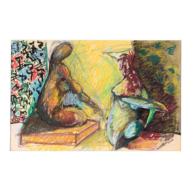 9950 Seeking Advice From the Buddha - Figurative in Pastel on Paper by Michael William Eggleston For Sale