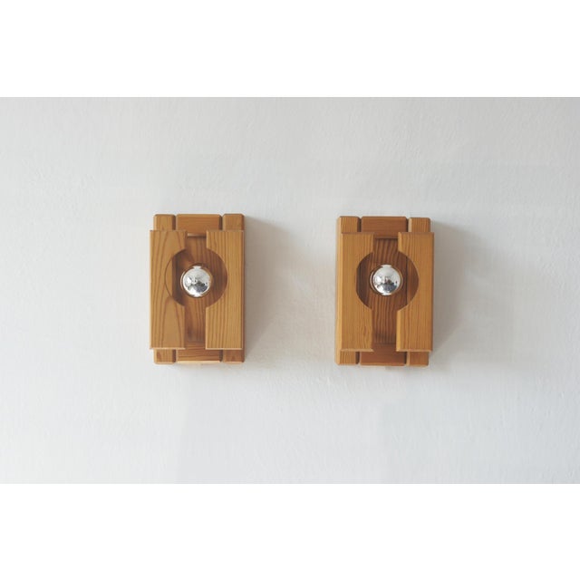 Brown Vintage Swedish Pine Wall Light, Set of 2 For Sale - Image 8 of 8
