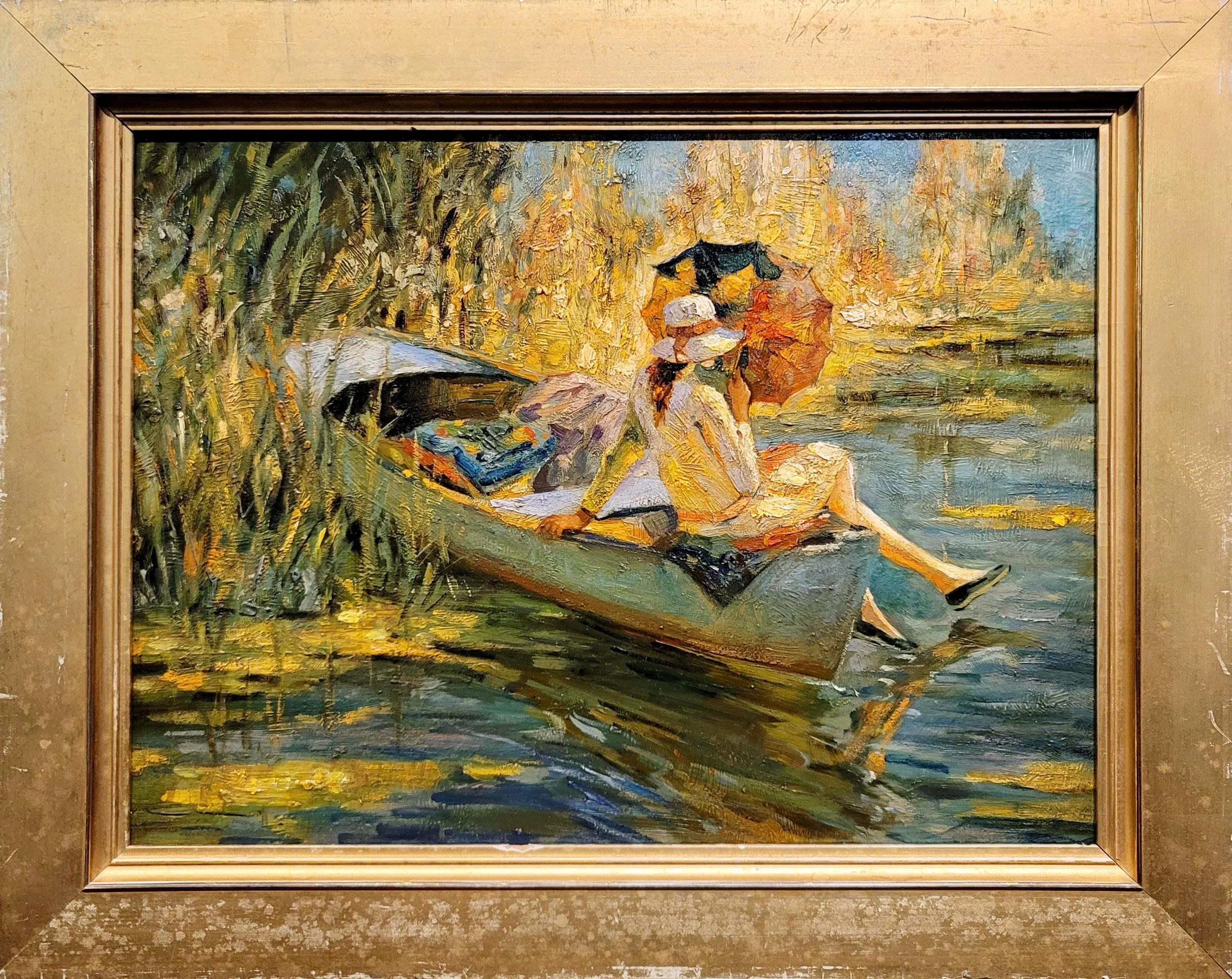 エドワード・カキュエル、An afternoon boating、希少画集より Manner of Edward Alfred Cucuel -Quite Waters (Afternoon at the