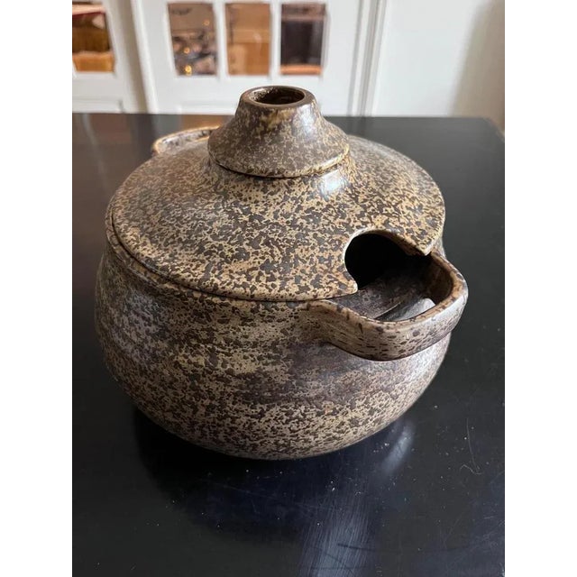 Mid-Century Modern Vintage Ceramic Soup Tureen & Bowl from les potiers de l'abbaye, Set of 2 For Sale - Image 3 of 13