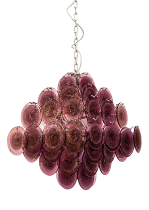 Purple Disc Pulegoso Glass Square Shaped Hanging Light