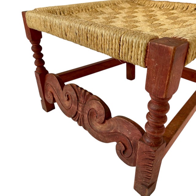 Pair of Mid 20th Century Carved Wooden and Woven Rope Armchairs For Sale - Image 10 of 12