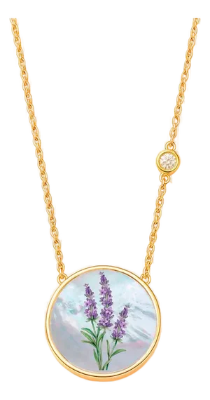 Lavender Flower, Carved Mother of Pearl Pendant