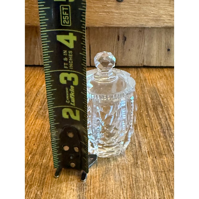 Transparent Antique American Brilliant Cut Glass Condiment Jelly Jar W/Lid 1976-1914 For Sale - Image 8 of 9
