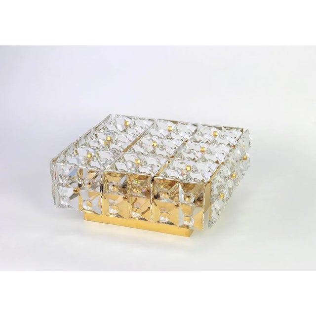 Large German Flush Mount Faceted Crystal Light Fixture by Kinkeldey For Sale - Image 6 of 11