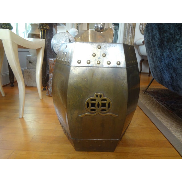 Hollywood Regency Brass Garden Seat or Table For Sale - Image 9 of 10