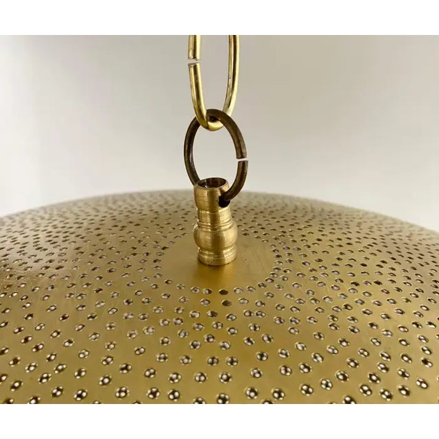 Brass Mid-Century Modern Style Oval Spaceship Brass Pendant or Lantern For Sale - Image 8 of 12