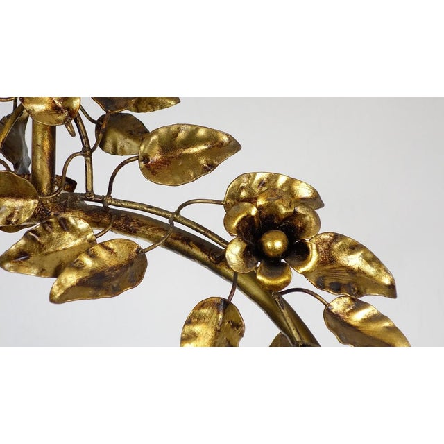 Gold-Plated Metal Flowers Wall Light, 1940s For Sale - Image 17 of 18