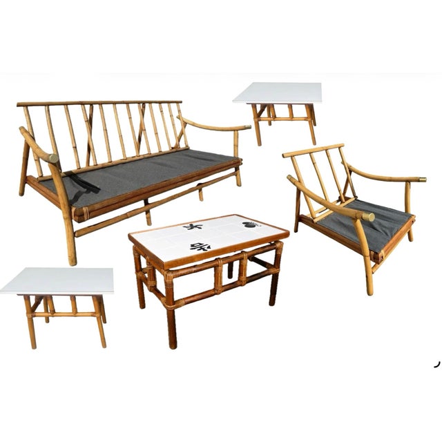 John Wisner, Refurbished Far Horizons Sofa and Chair Set by Ficks Reed. Iconic Mid-Century, Vintage Bentwood in Excellent Condition. For Sale - Image 10 of 11