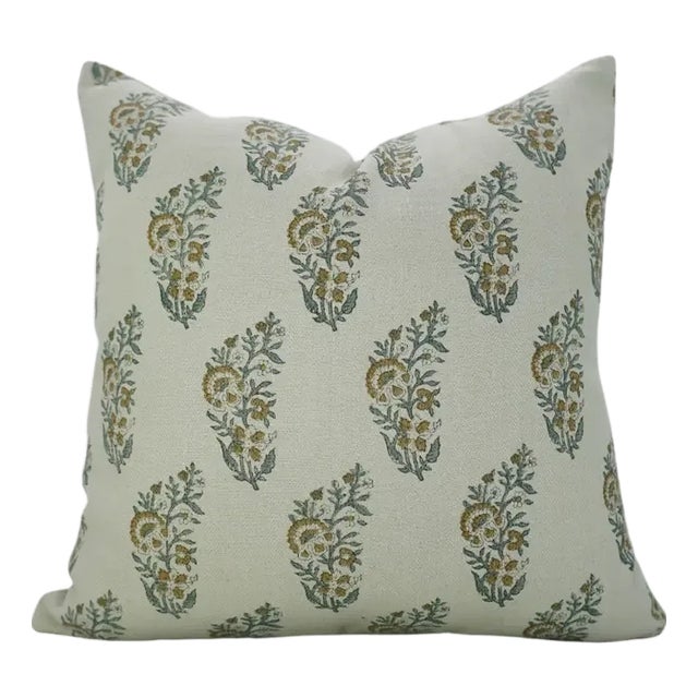 Handmade Print Water Replicant Cushion Cover 14x20 Inch Cotton Linen- Kali For Sale