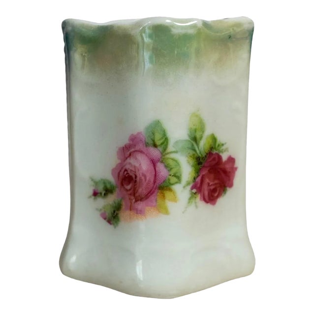 Late 19th Century Porcelain Match Striker With Floral Motif For Sale