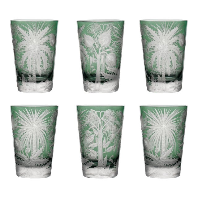 ARTEL Primeval Palms Tumbler in Sage - Set of 6 For Sale