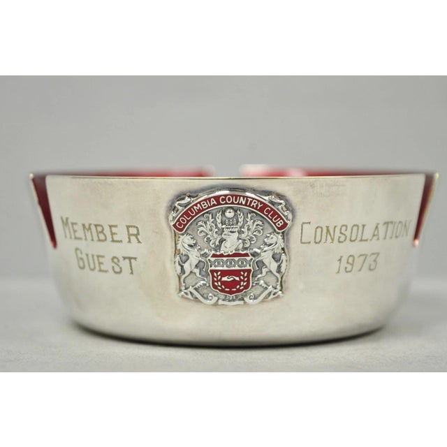 Vintage Reed & Barton 22 Silver Plated Red Enamel Columbia Country Club Ashtray Item engraved "Columbia Country Club...