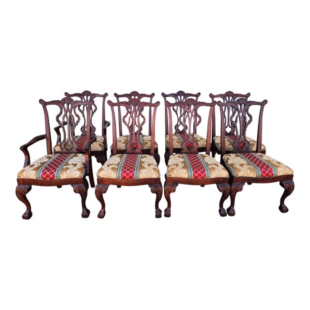 1940s Set of 8 Mahogany Dining Chairs For Sale