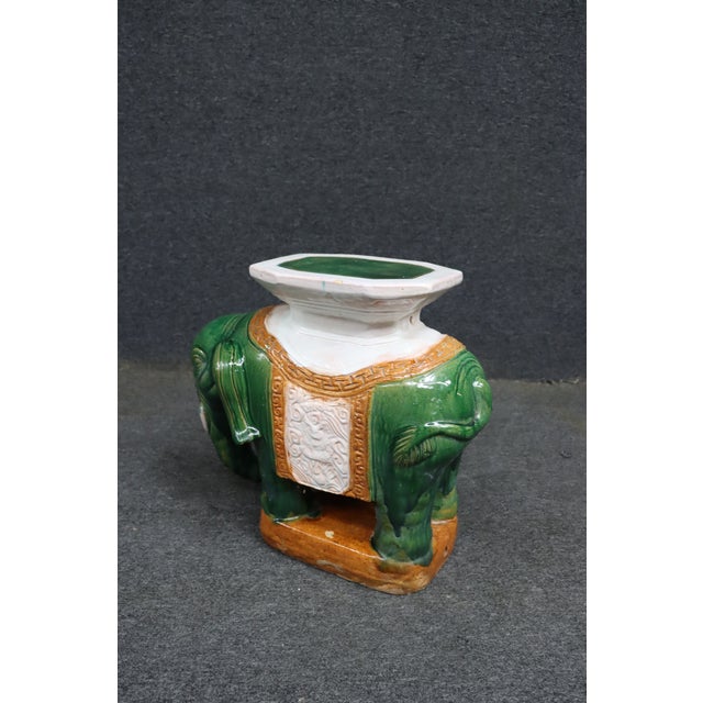 Ceramic Chinese Green Glazed Ceramic Elephant Garden Stool For Sale - Image 7 of 10