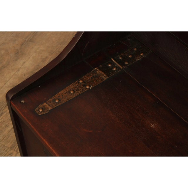 Antique Mission Arts And Crafts Mahogany Storage Chest Hall Bench For Sale - Image 9 of 13