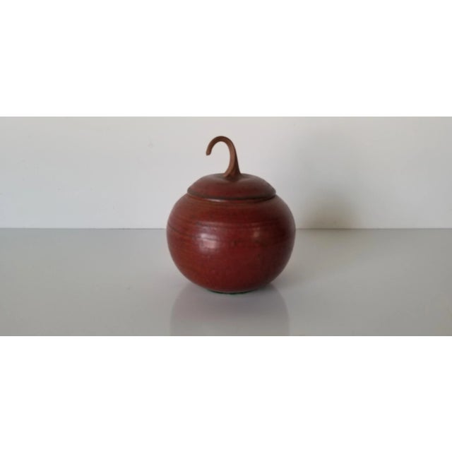 Vintage Apple Shape Art Pottery Jar With Lid/ Sold For Sale - Image 10 of 10