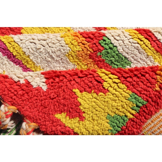 Vintage Moroccan Rug With All-Over Tribal Motif Design in Red, Green & Yellow 5'10 X 8'11 For Sale - Image 11 of 12