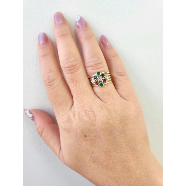 These are vintage gemstone bands which articulate and the placement of the bands can be adjusted. Circa 1960's Two of each...