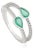14k White Gold Double Band Ring With Pear Shape Natural Emeralds & Diamonds Size 5 For Sale