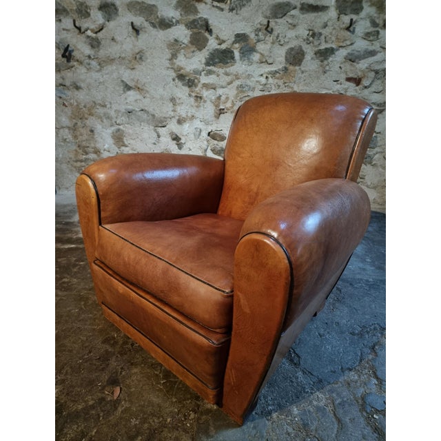 Vintage Leather Club Chair, France, 1940s-1950s For Sale - Image 18 of 18