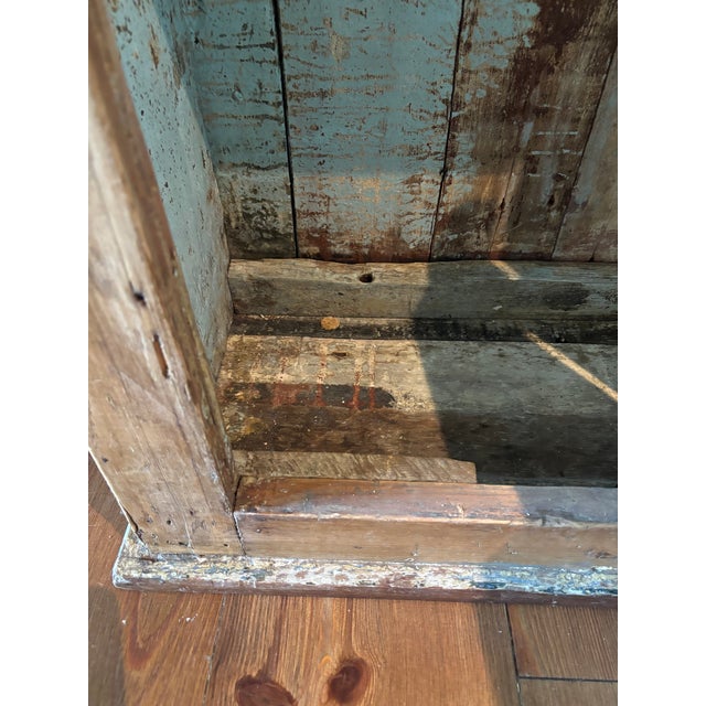 19th Century Primitive French Pine Hanging Cabinet, Original Painted Interior For Sale - Image 12 of 16