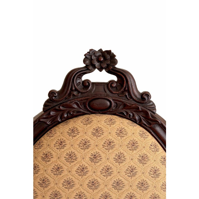 Victorian 19th Century Victorian Carved Walnut Upholstered Armchair For Sale - Image 3 of 5