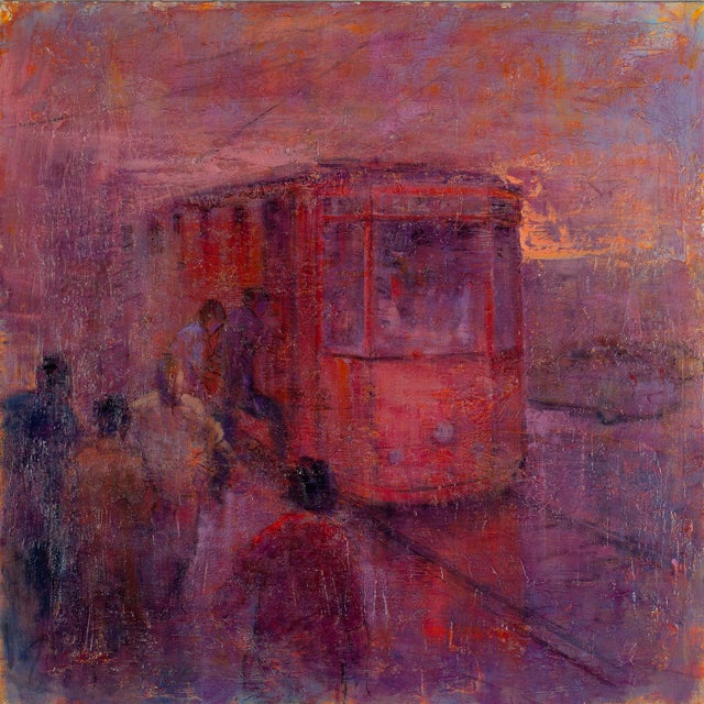 Renato Criscuolo, Il Tram Cityscape, Oil on Canvas, 2009 For Sale - Image 6 of 6
