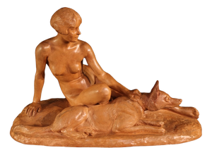 French Artist, Art Deco Sculpture, 1920, Terracotta