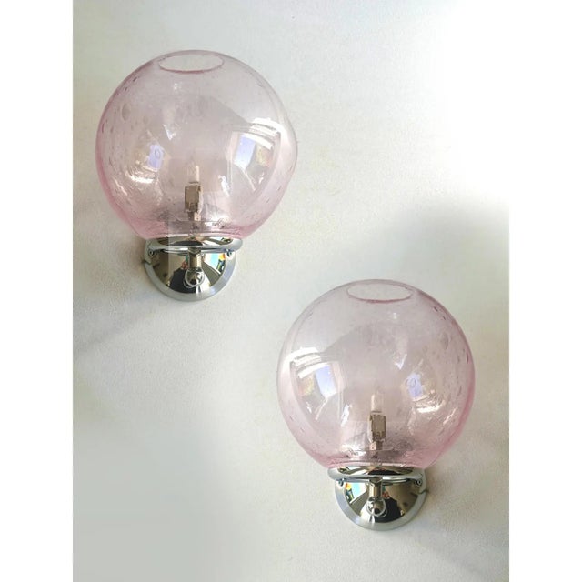 2020s Sculptural Pink “Pulegoso” Murano Glass Wall Sconces —Lot of 4 For Sale - Image 5 of 7