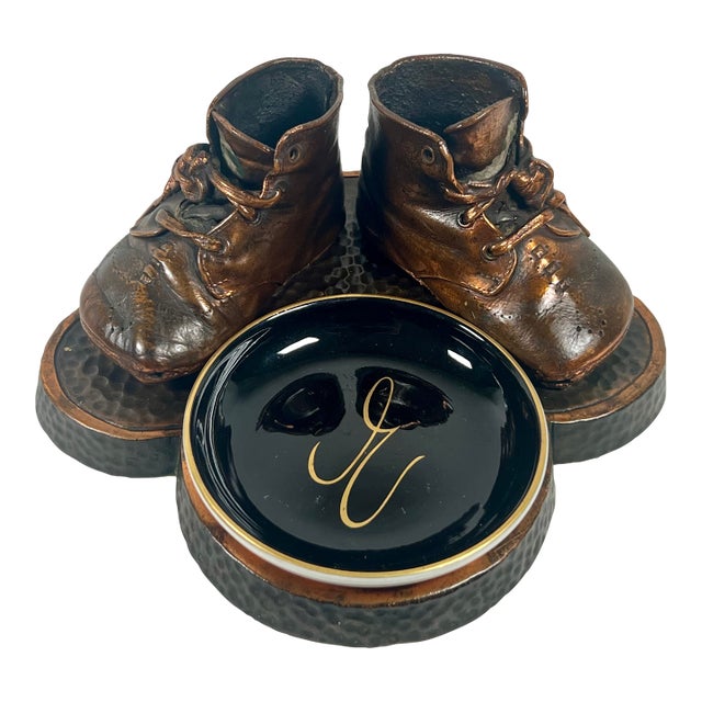 Vintage Bronzed Baby Shoe Display For Sale