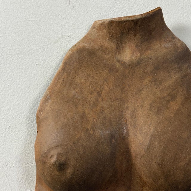 1990s Vintage Realist Signed Ceramic Torso Wall Sculpture For Sale - Image 5 of 10