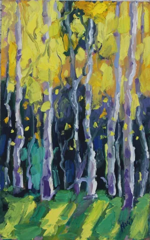 Aspen Glow, Expressionist Oil Painting