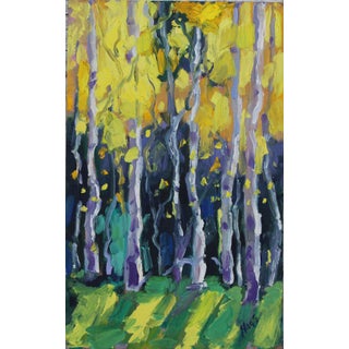 Aspen Glow, Original Impressionist Style Oil Painting Landscape Art For Sale