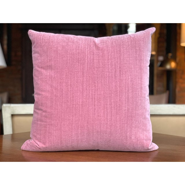 Custom Mauve Pink Velvet Mohair Pillows - A Pair For Sale - Image 4 of 7