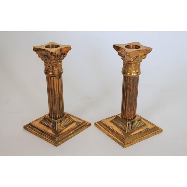 Vintage Brass Pillar Candle Holders a Pair Chairish