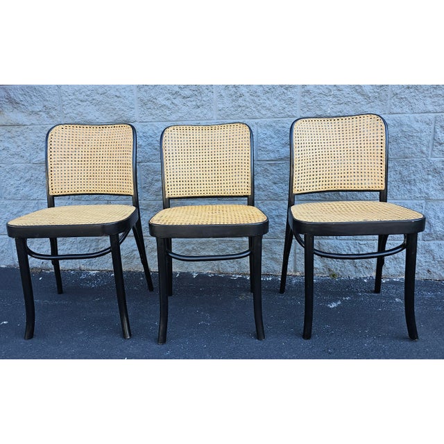 Josef Hoffman for Fmg Poland Ebonized and Caned Side Chair For Sale In Washington DC - Image 6 of 12