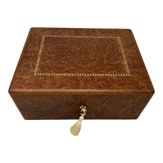 Burl Walnut Vintage Handmade Jewelry Casket Box Manning of Ireland Irish New For Sale