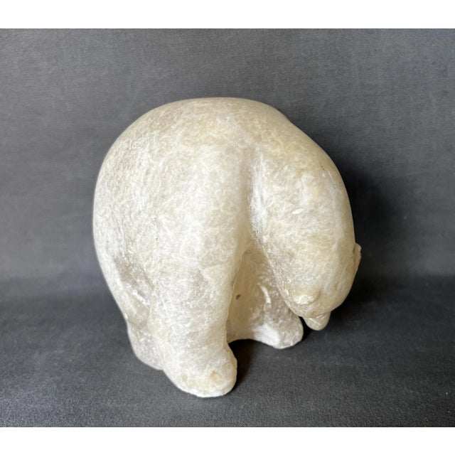 Polar Bear Hand Carved in Alabaster, 1950 For Sale - Image 6 of 10