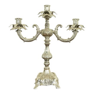 Tiffany & Co. Style Antique Victorian Silverplate Three-Light Candelabra For Sale