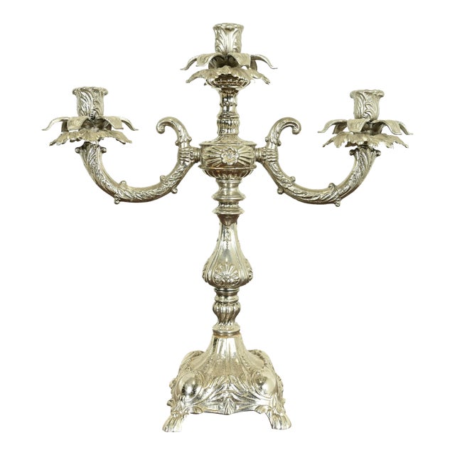 Tiffany & Co. Style Antique Victorian Silverplate Three-Light Candelabra For Sale
