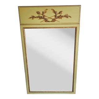 Mid 20th Century Continental Partial Gilt and Green Painted and Decorated Frame Mirror For Sale