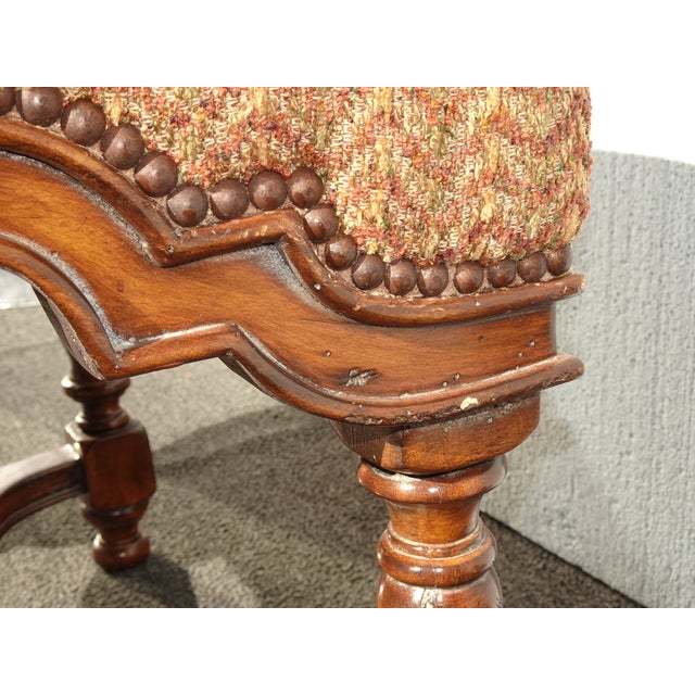 Pair Vintage Marge Carson French Country Styl Brown Ottomans W Decorative Nails For Sale - Image 16 of 18