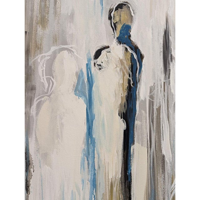 Abstract Blue and White Hues, Canvas For Sale - Image 9 of 15