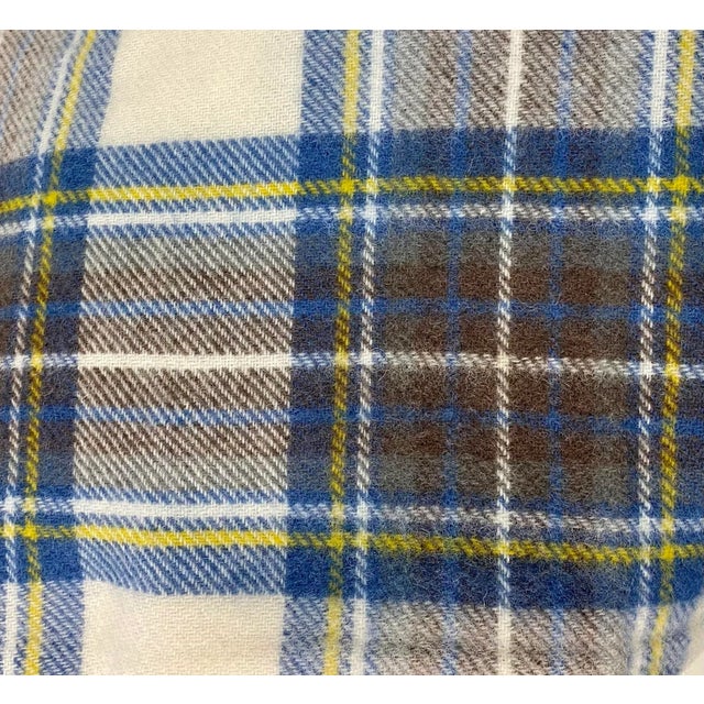 Cabin Soft Merino Lambswool Knee Rug /Blanket in a Classic Blue and Gray Plaid Pattern - Made in England For Sale - Image 3 of 11