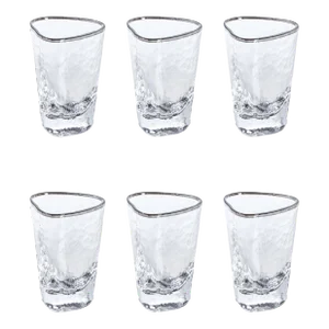 Kampari Triangular Shot Glasses with Platinum Rim, Set of 6