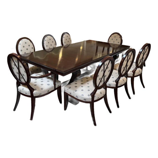 Barbara Barry for Baker Furniture Extension Dining Table & Chairs, Set For Sale