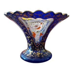 Antique Moser Enamel Bohemian Glass Candy Dish